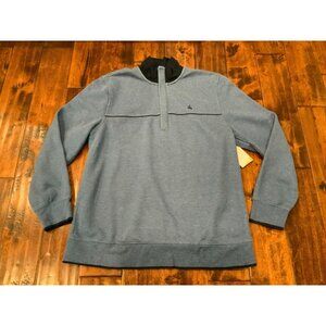 Brooks Brothers Men's Blue 1/4 Zip Pullover W/ Navy Blue Collar, Size XL